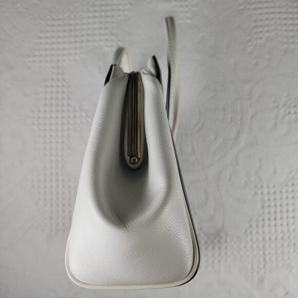 Vintage purse frame bag MCM classic white blue black cream red wide retro stripe - Picture 7 of 12